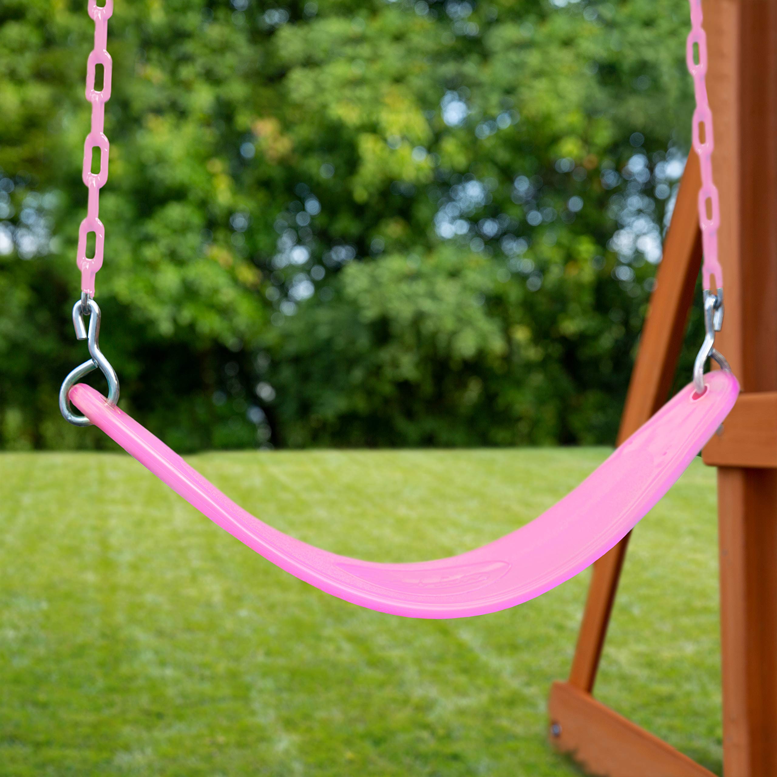 Swing-N-Slide WS 4887 Extreme-Duty Swing Seat with Comfort Coated Chains, Pink Seat with Pink Chains