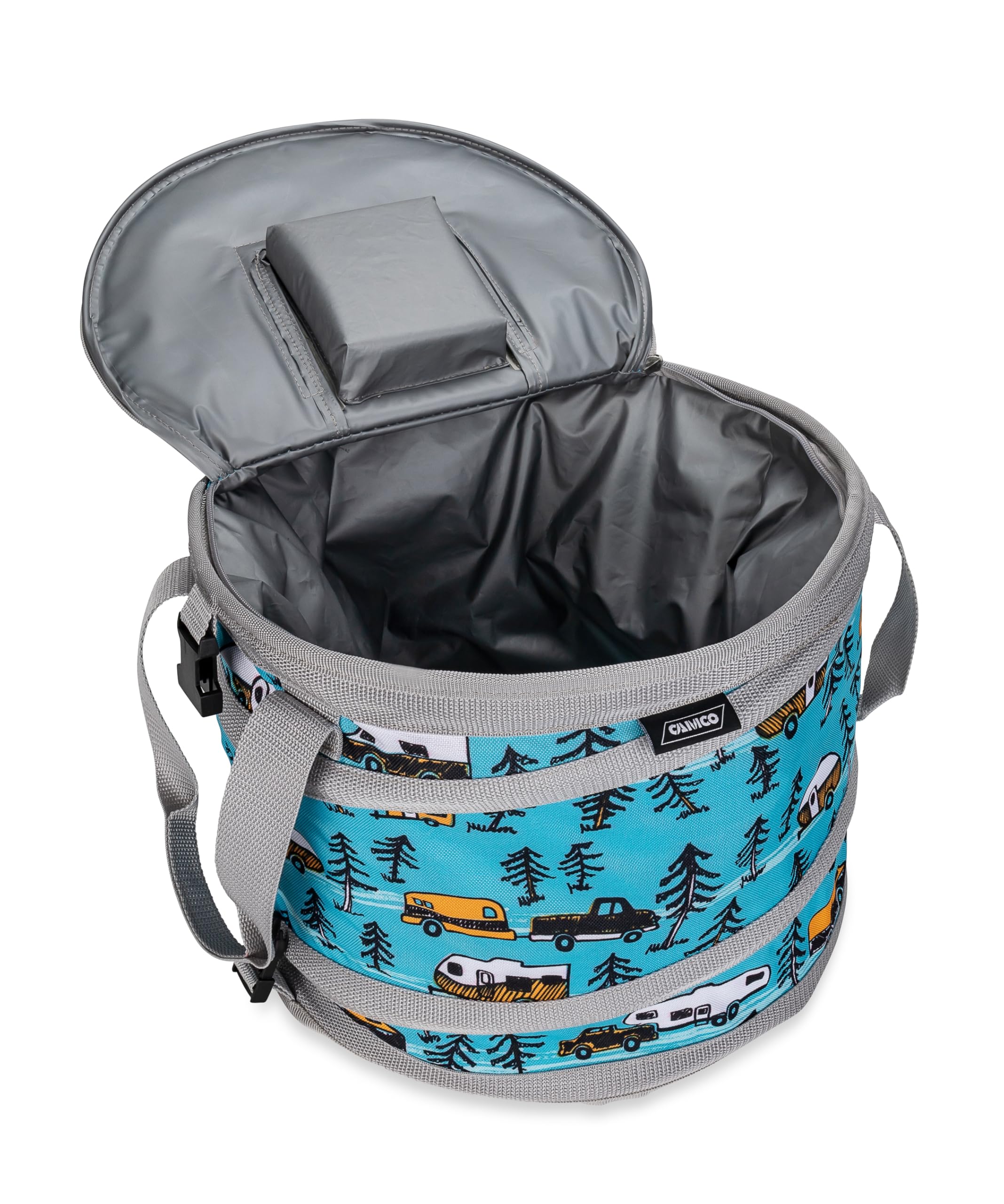 Camco Life Is Better At The Campsite Pop-Up Cooler, Sketch Design  Features A Water-Resistant Interior And Built-In Bottle Opene
