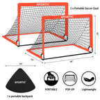 2 Pack 4 ' X 3 ' Soccer Goal Net Set, Pop Up Kids Practice Soccer Goals For Indoor And Outdoor.Portable Soccer Net With Carrying