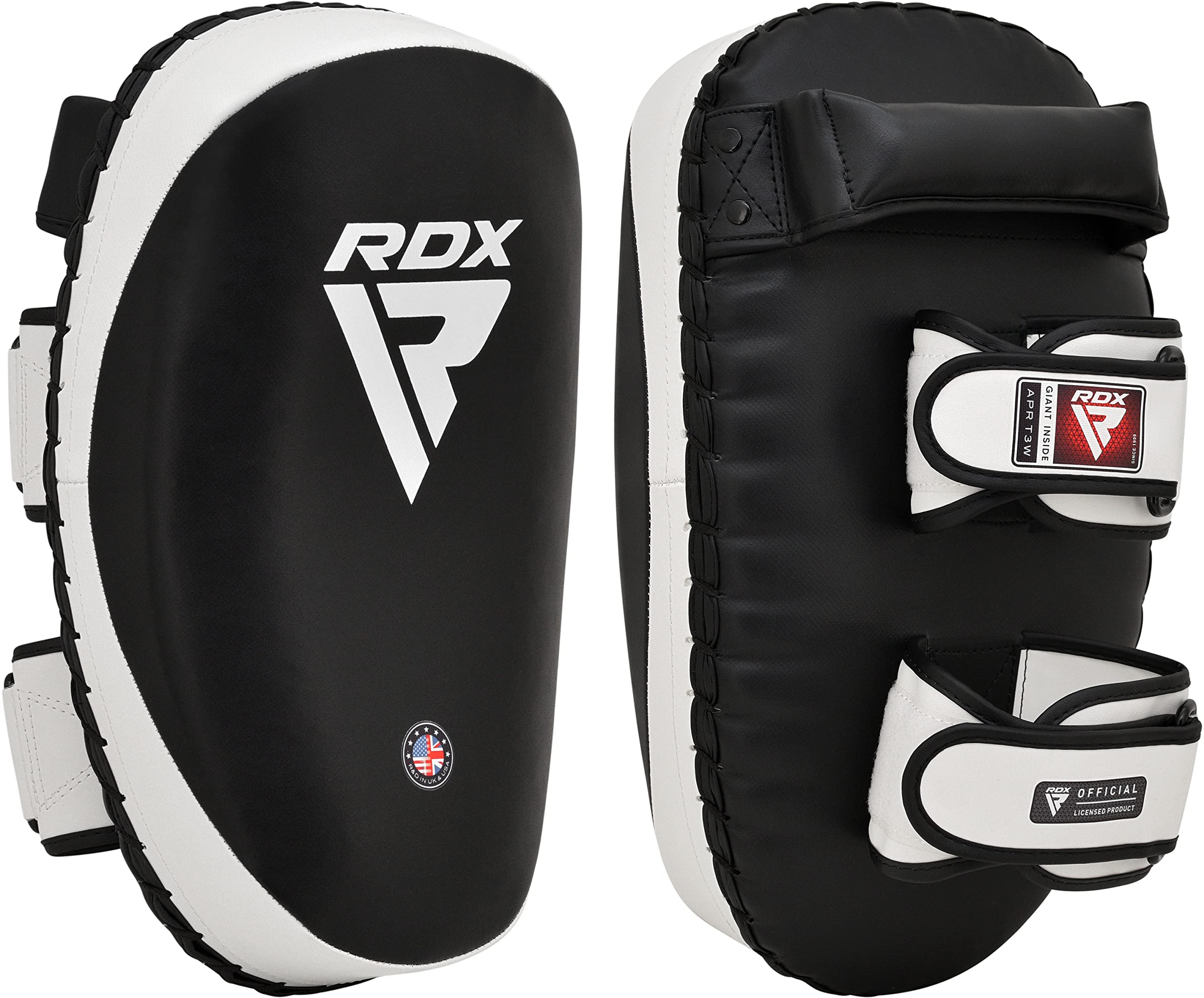 RDX Thai Pads for Kickboxing Muay Thai with Solid Handle Grip, Maya Hide Leather Curved Strike Shield for Boxing MMA Taekwondo M