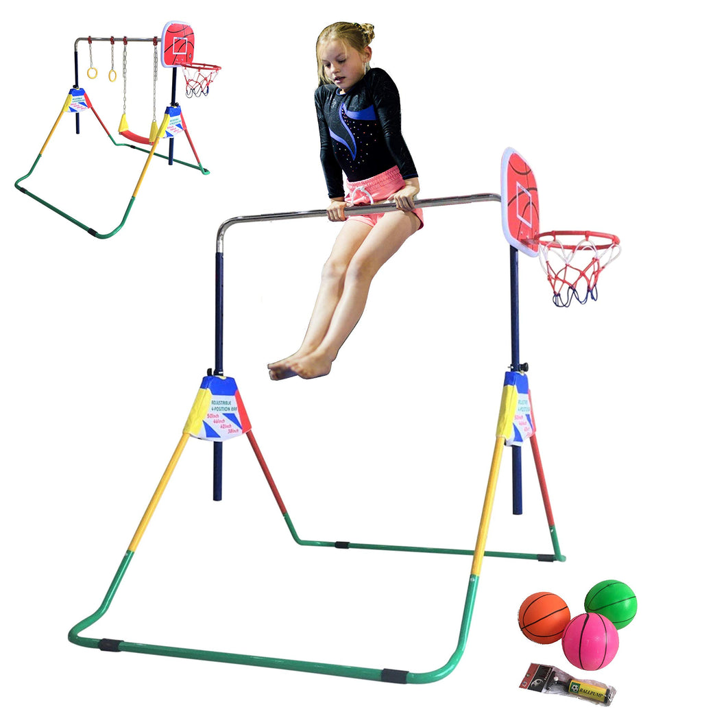 Kids Jungle Gymnastics Expandable Junior 4 In 1 Training Monkey Horizontal Bars Climbing Tower Child Playset Training Pull Up Gy