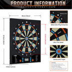 Cyeelife Electronic Dartboard&12 Soft Darts,8 Players&34 Games&255 Variations,Battery/Adapter/3 Languages Switching For Professi