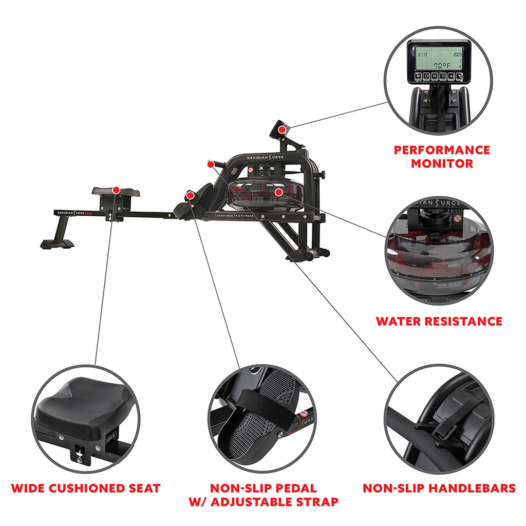 Sunny Health & Fitness Water Rowing Machine - Sf-Rw5713, Black