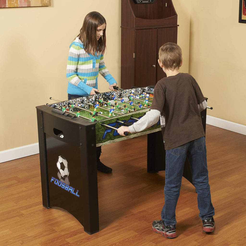 Hathaway Playoff 4 Foosball Table, Soccer Game For Kids And Adults With Ergonomic Handles, Analog Scoring And Leg Levelers, Blac