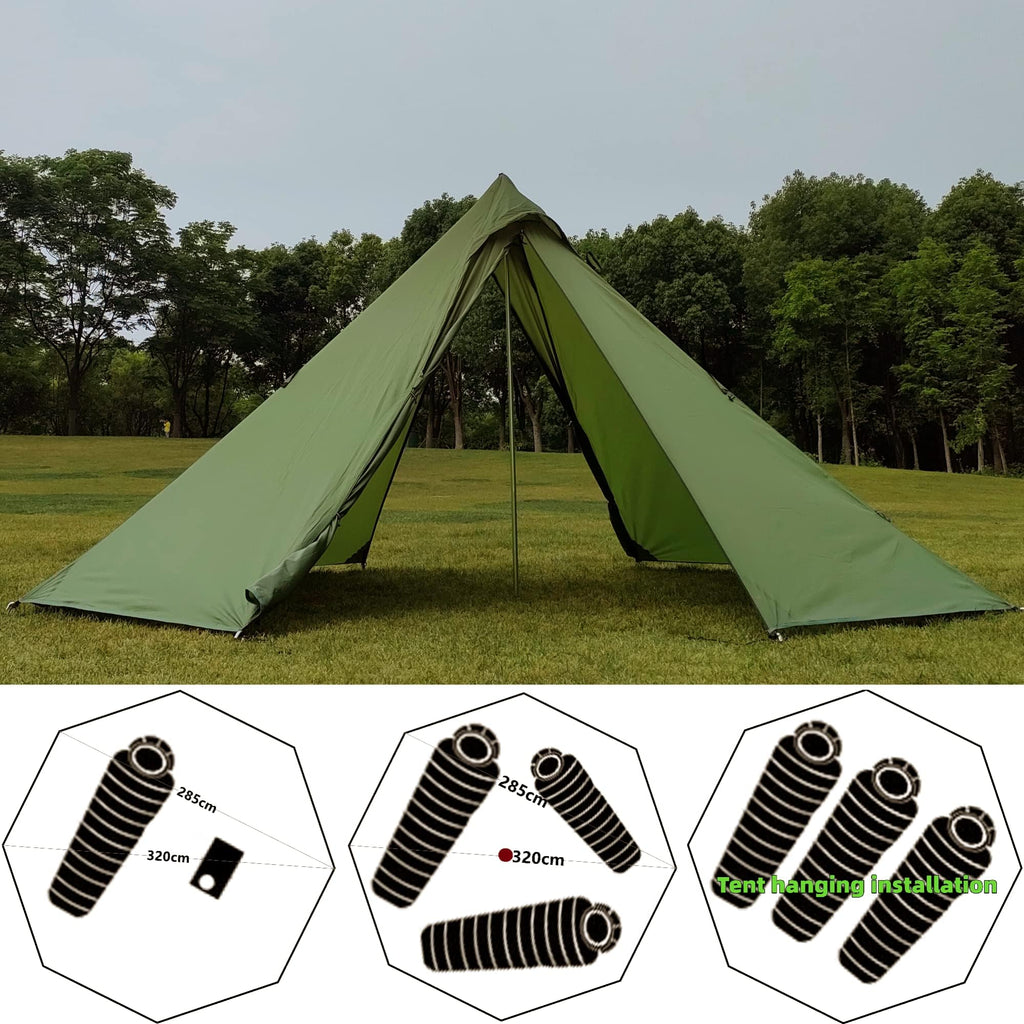 Longeek 4 Person Camping Tent 4 Seasons Backpacking Ultralight Easy Up Hot Tipi