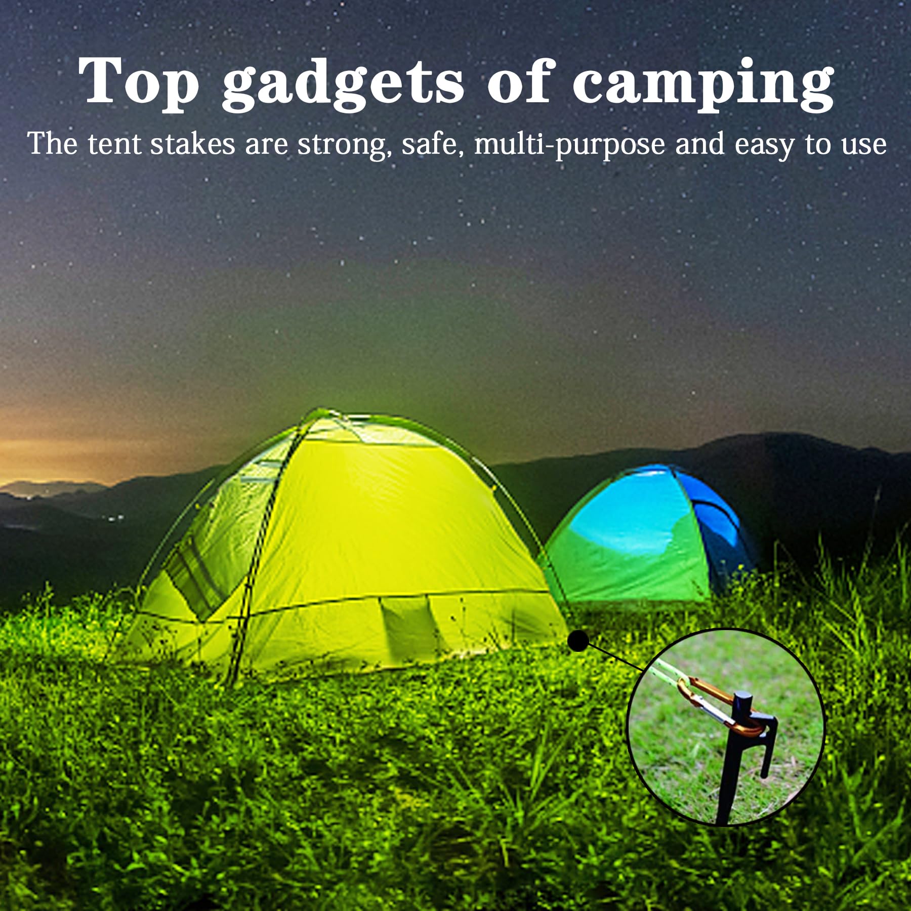 Csdtylh 12 Pack Tent Stakes Heavy Duty, Metal Tent Stakes Lightweight, Black Camping Stakes, Steel Tent Spikes, Canopy Stakes, T