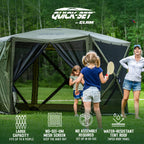 Clam Pop Up Screen Tent, Outdoor Camping Gazebo Canopy, Escape, 11.5', Green - Heavy-Duty Portable Screened Shelter With Netting