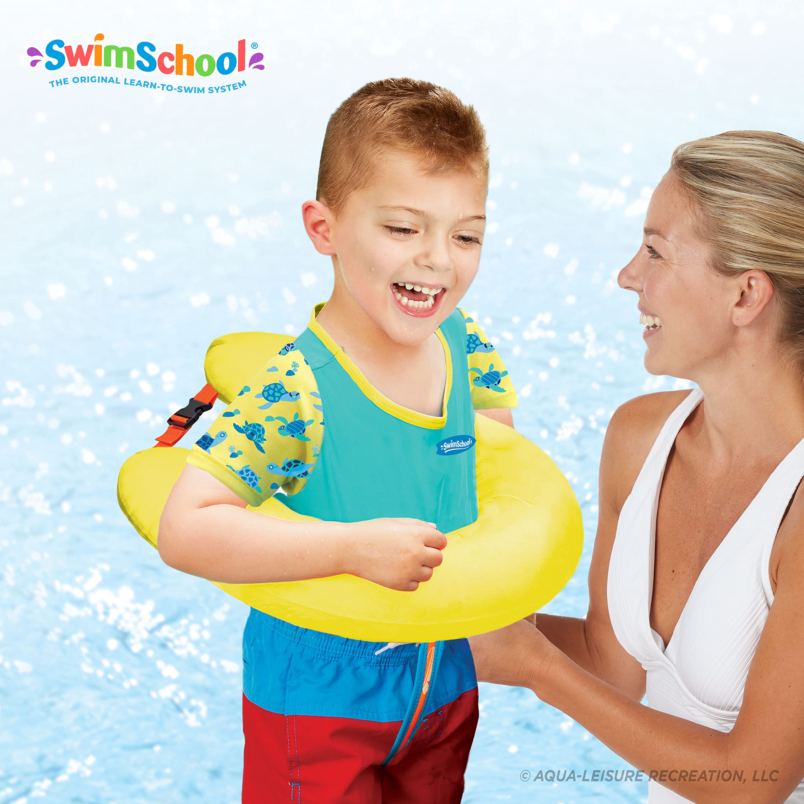 Swimschool Ultra Swim Trainer - Heavy Duty Toddler Swim Vest Floatie - Comfortable Sweater-Fit Design With Adjustable Safety Sea