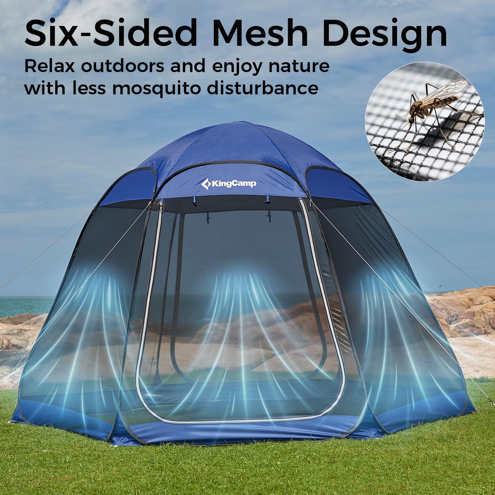 Kingcamp Pop Up Screen Tent, Camping Tent For 4-6 Person 10' X 10' Portable Screen House Room With Detachable Sunshade For Campi