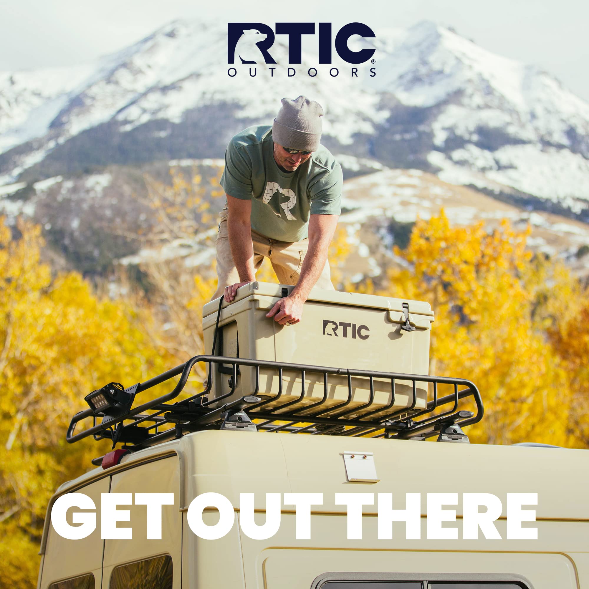 Rtic Ice Chest Hard Cooler, Heavy Duty Rubber Latches, 3 Inch Insulated Walls, 65 Quart
