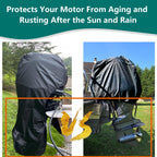Flymei Full Boat Motor Cover, Outboard Engine Cover With 420D Heavy Duty Oxford Fabric Extra Pvc Coating, Water Resistant Boat M