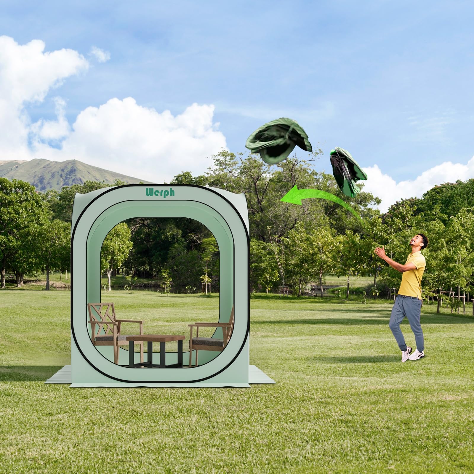 Werph Pop Up Tent,Portable Canopy Tent with Mesh Mosquito Net, Screen House Room Canopy Shade Screen 6 x 6 FT with Carry Bag for