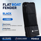 Five Oceans Contour Flat Boat Fender, Boat Fenders, Boat Bumpers For Docking, 2-Pack - 24-Inch, Black, With 3/8-Inch X 5-Foot Fe