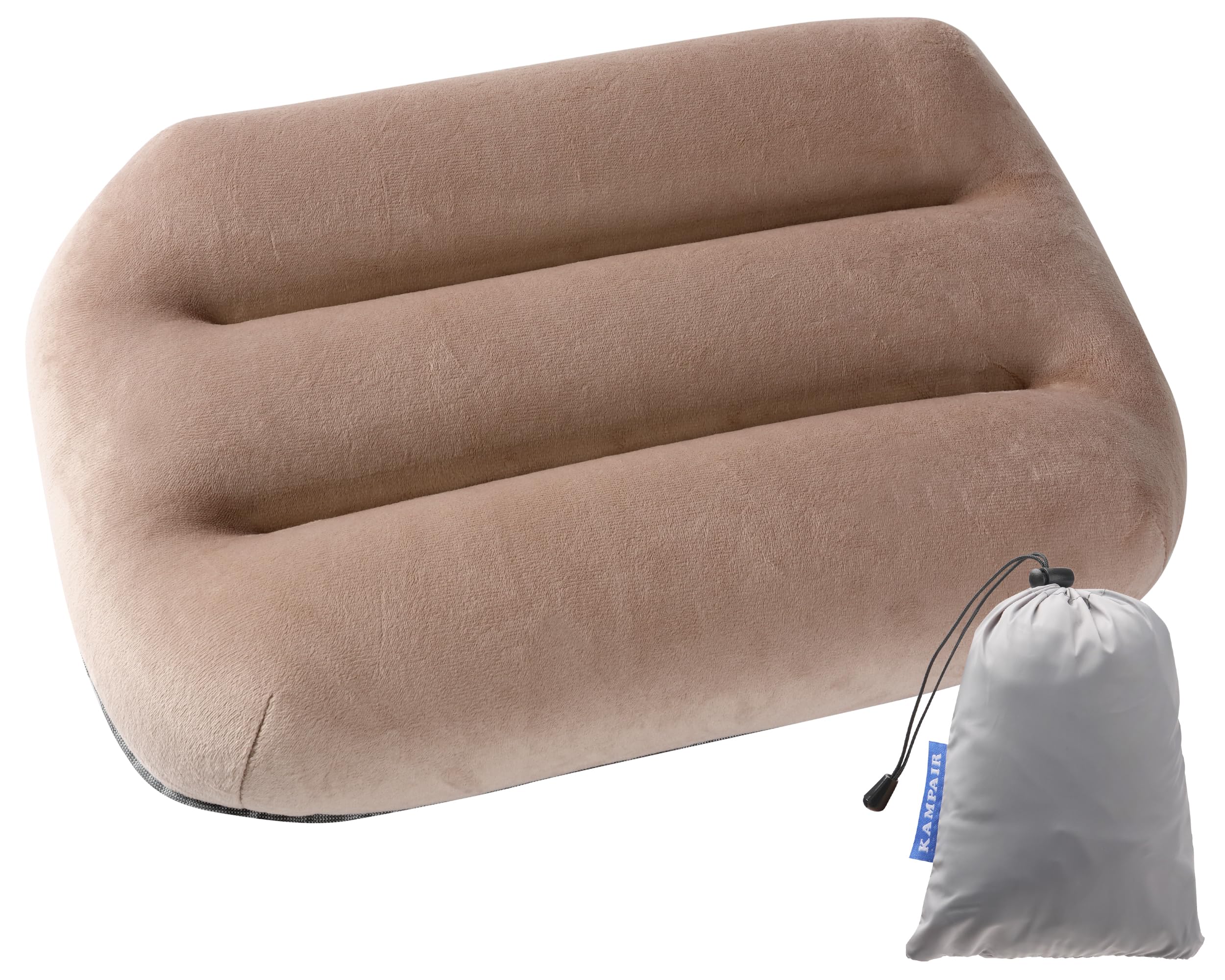 Kampair Ultralight Inflatable Camping Pillow For Sleeping - Soft Velvet Cover, Compact & Portable, Ergonomic Neck Support, Machi