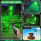 Tujoe 2 Pack Green Lights For Night Hunting 18000Lm Hog Light With Remote Control, Solar Powered Waterproof Motion Activated Fee