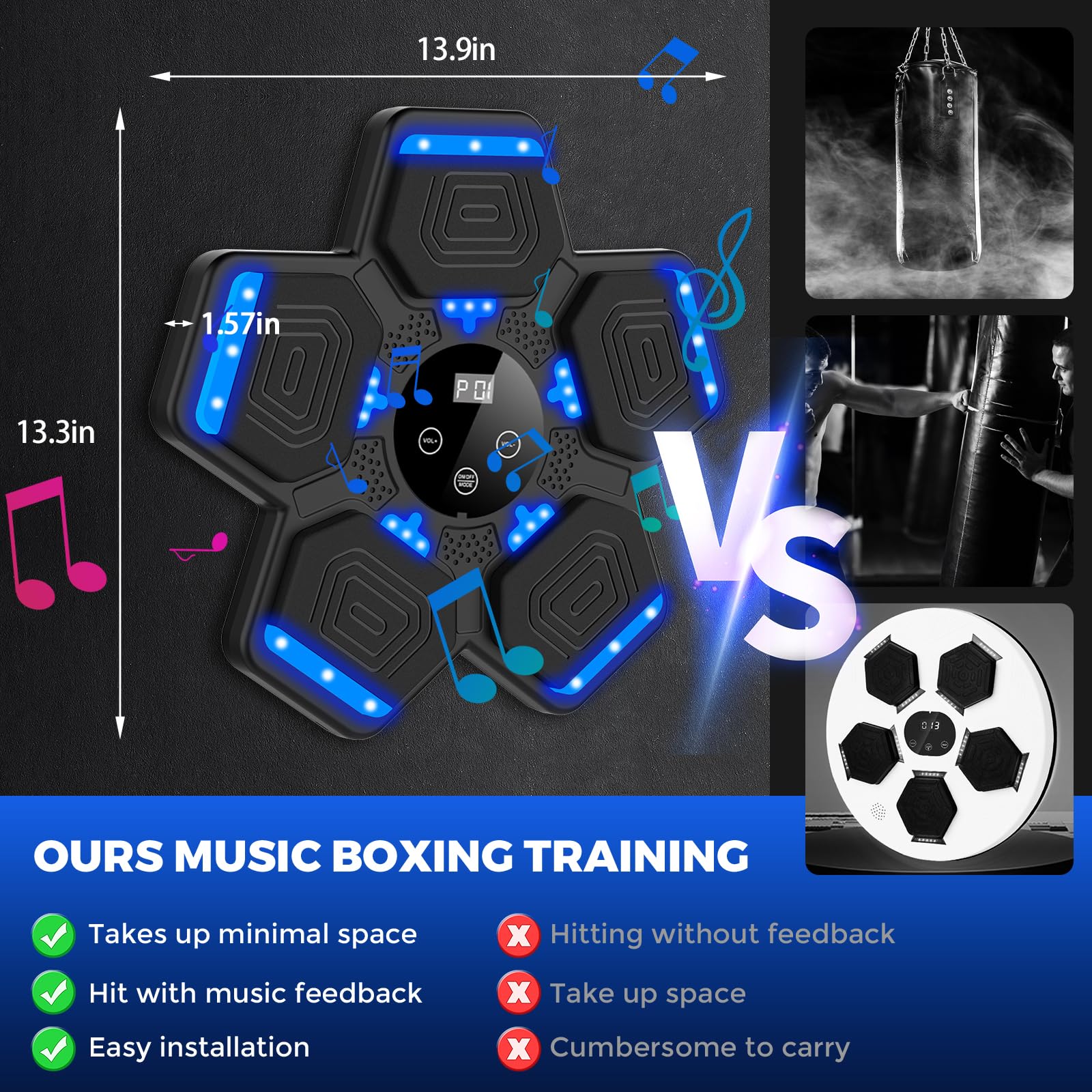 Lolbox 2024 Music Boxing Machine For Kids, Smart Bluetooth Boxing Machine With Boxing Gloves Wall Mounted, Music Boxing Target W
