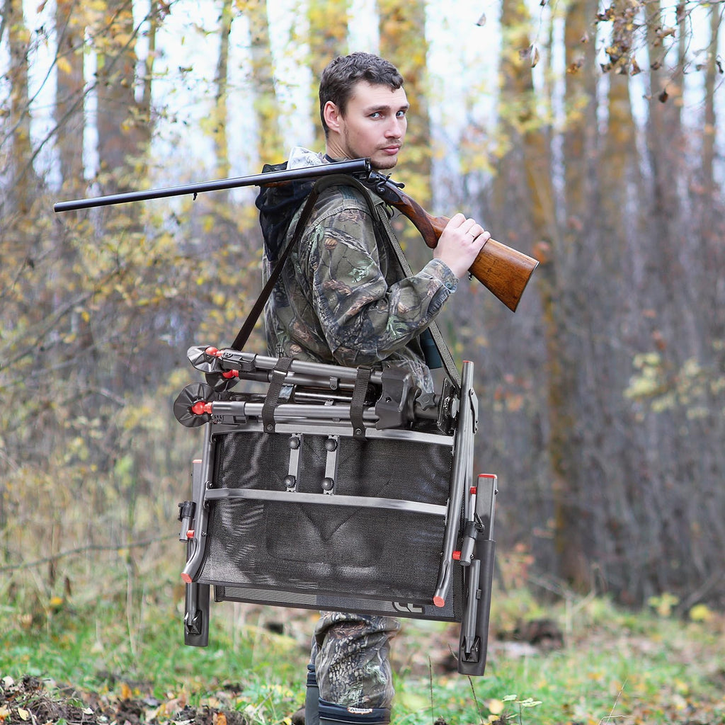 Tr 360 Degree Swivel Hunting Blind Chair,400 Lbs Capacity Silent,4 Legs And Seat Armrests Height Adjustable,Comfortable Padded S