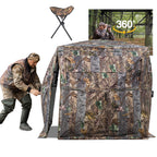 Funhorun Hunting Blind 360 Degree See Through Ground Blind For Deer Hunting, 2/3 Person Pop Up Camouflage Tent For Deer And Turk