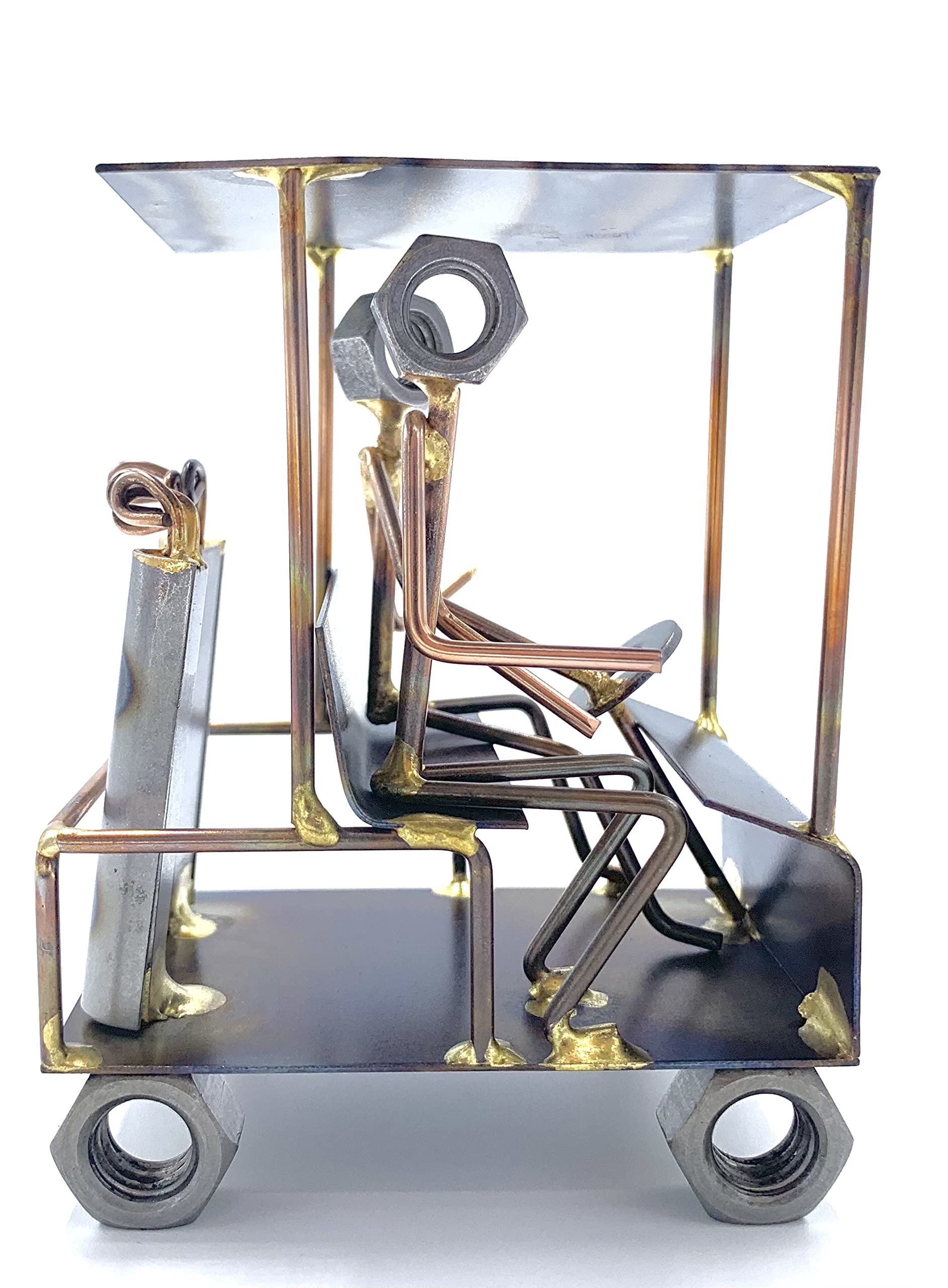 Golf Cart With 2 Golfers Collectible Handmade Metal Art Figurine, Desk Accessories, Trophy, Boss Gift, Office D?Or, Business Pro