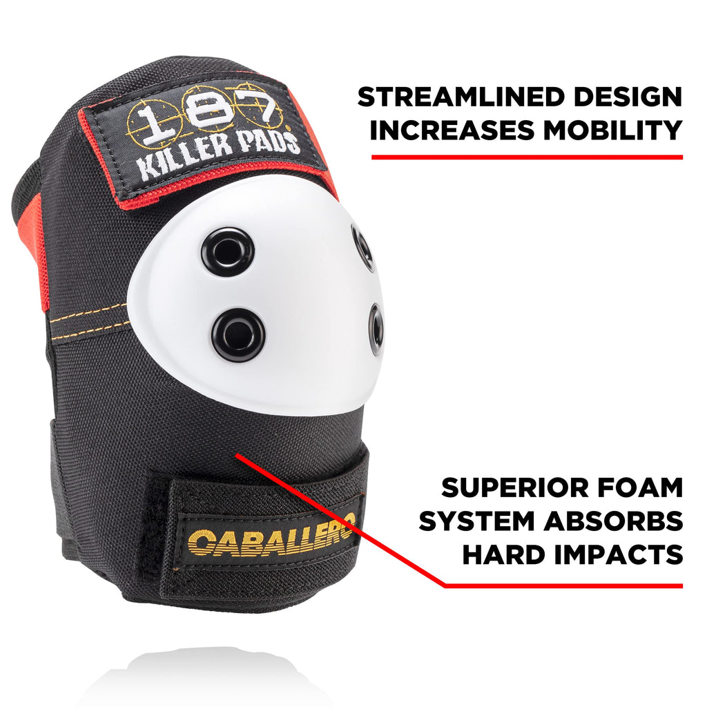187 Killer Pads Skateboarding Knee Pads, Elbow Pads, And Wrist Guards, Six Pack Pad Set, S/M, Caballero (Spsm205)