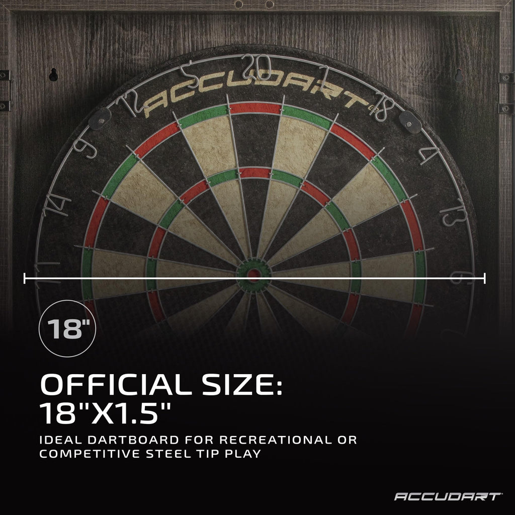Accudart Armada Bristle Dartboard Cabinet Set - Official Size 18'' X 1.5'' - Self Healing Genuine Sisal - Wall Mount Cabinet Set