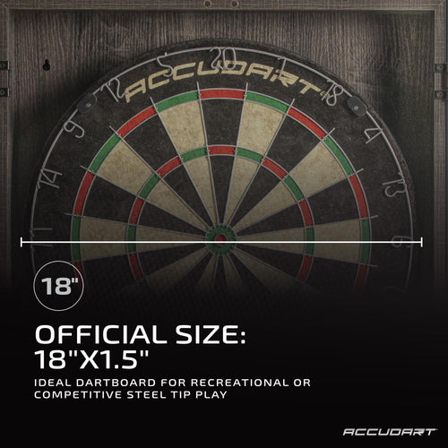 Accudart Armada Bristle Dartboard Cabinet Set - Official Size 18'' X 1.5'' - Self Healing Genuine Sisal - Wall Mount Cabinet Set