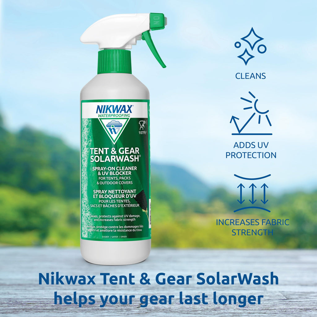 Nikwax Tent & Gear Solarwash, Cleaning, Waterproofing And Uv Protector, Cleaner, Maintenance, Restores Dwr Water Repellency On O