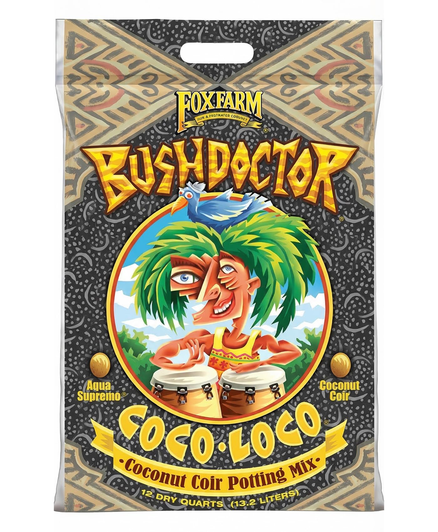 FoxFarm BushDoctor Coco Loco Soil Potting Mix, Triple-Washed for Reduced Salt, Retains Water, Includes Bat Guano & Earthworm Cas