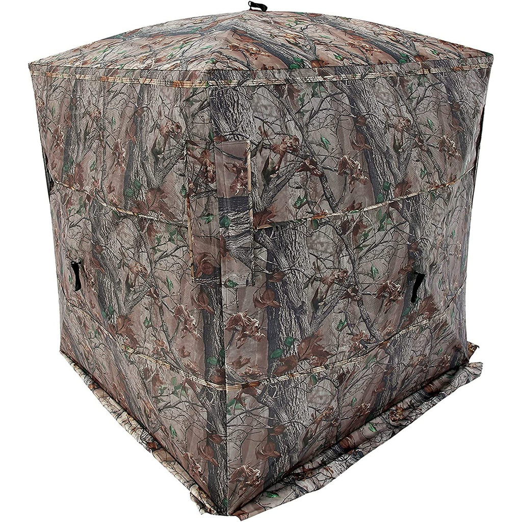 Muddy Outdoors Hunting Easy Set-Up Portable Concealable Black-Backed Water Resistant Epic Camo Prevue Ground Blind, 3-Person