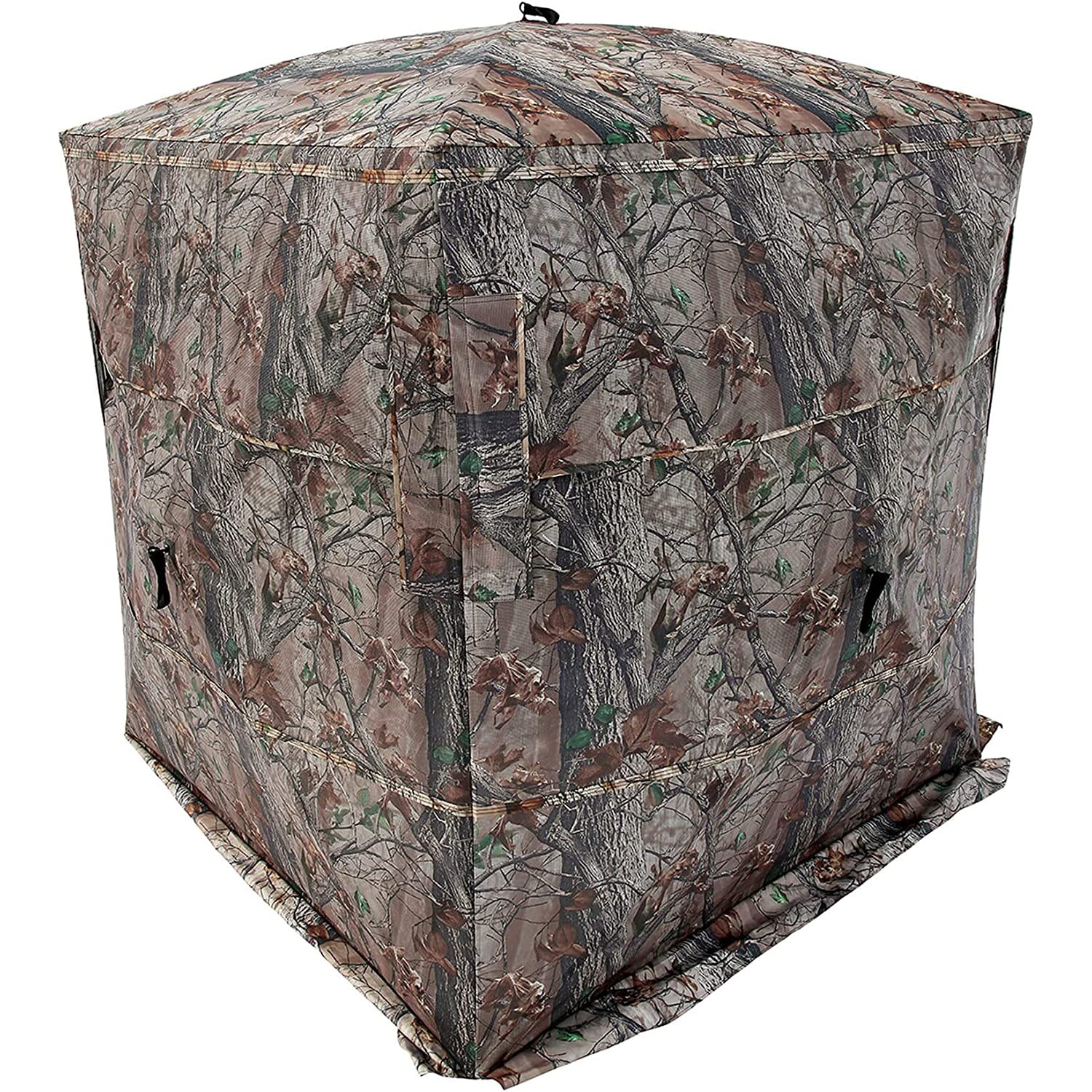 Muddy Outdoors Hunting Easy Set-Up Portable Concealable Black-Backed Water Resistant Epic Camo Prevue Ground Blind, 3-Person