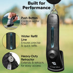 Caddy Splash Golf Club Brush Pro With Water (Black) - Heavy Duty Retractable Clip- Push Button For Easy Cleaning With Nylon Bris