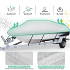 Hahasole Heavy Duty 1200D Pu Waterproof Boat Cover, 17 '- 19 ' Trailerable Marine Grade Polyester Canvas, Fits 17-19Ft V-Hull, T