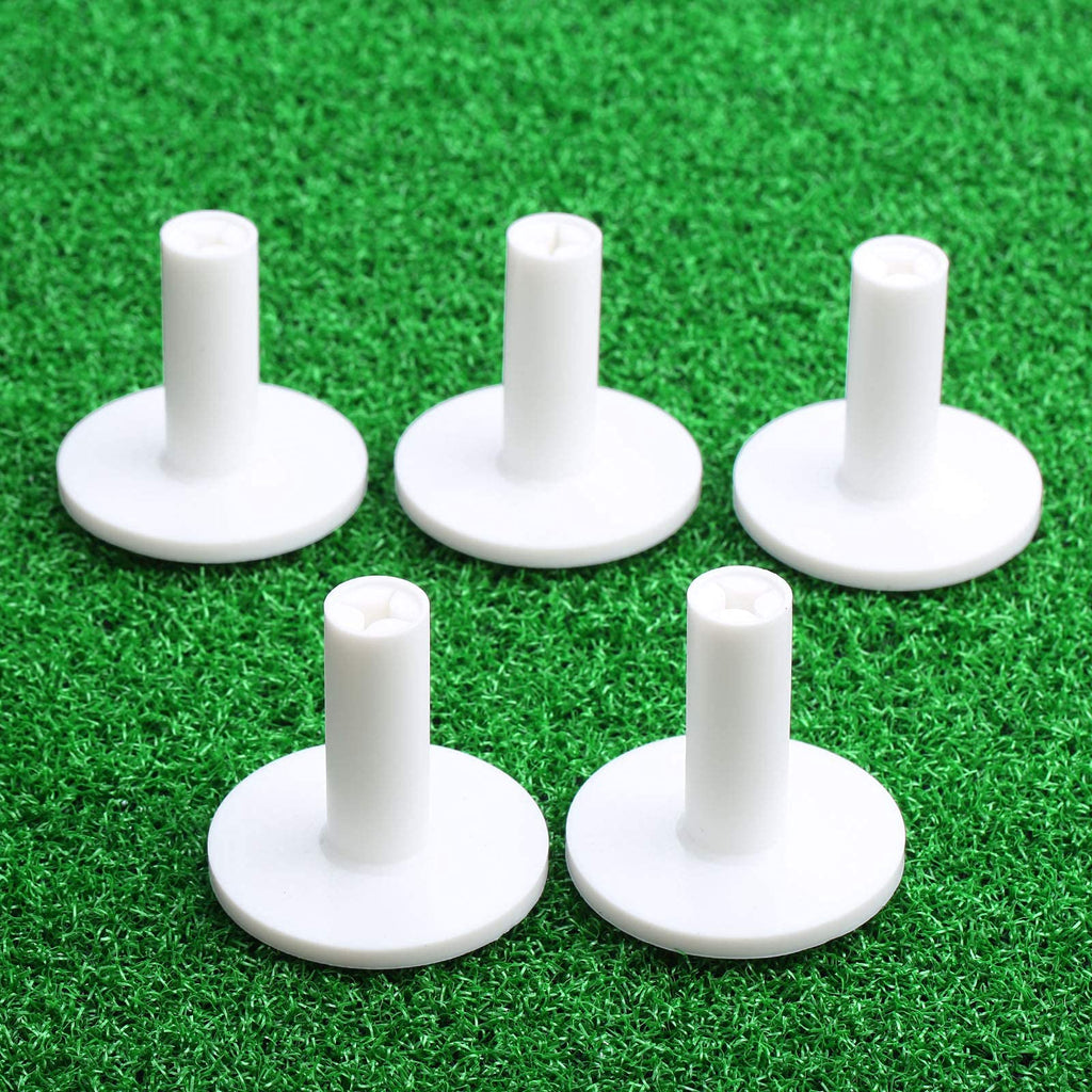 Muxsam Golf Rubber Tee Holder, 5-Pack 2'' Golf Mat Tees For Indoor Outdoor Practice Driving Range Mats (White)