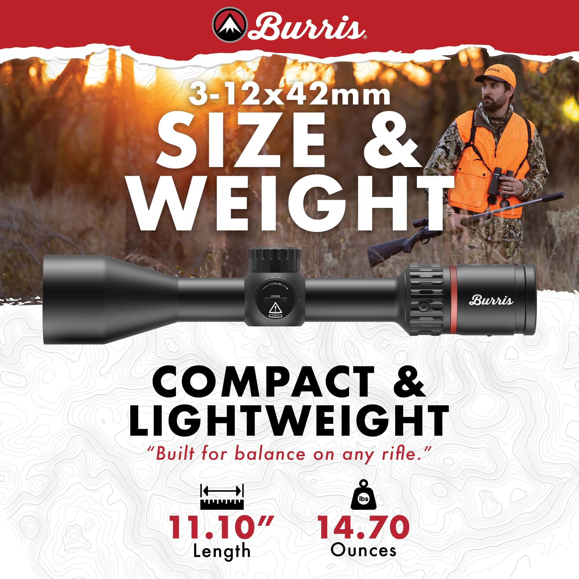 Burris Optics Fullfield 3-12x42mm Hunting RifleScopes, 1-inch Tube, Plex Reticle, Rear Focal Plane, Waterproof, Shockproof, Fore
