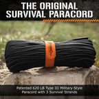 Survivorcord Paracord - From Titan Survival - Patented 620Lb Strength 550 Military Paracord With 3 Strands - Heavy Duty 550 Hank