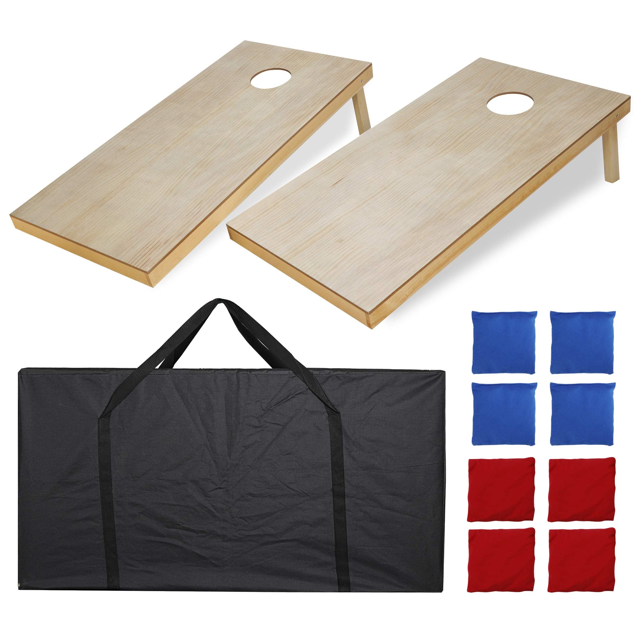Zeny Portable Cornhole Set 4X2 Regulation Size Wood Cornhole Boards 8 Bean Bags With Travel Cornhole Bag, Indoor Outdoor Lawn Ya