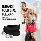 Dmoose Fitness Dip Belt For Weight Lifting - Heavy Duty 36'' Steel Chain Weight Belt For Pullups, Dips, Powerlifting, & Bodybuil