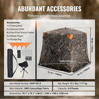 Vevor Hunting Blind, 270 See Through Ground Blind, 4-5 Person Pop Up Deer Blind For Hunting With Carrying Bag, Portable Resilien
