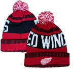 Outerstuff Nhl Kids Youth 8-20 One Size Team Color Primary Logo Sports Tech Knit Cold Weather Hockey Pom Beanie Hat - Detroit Re