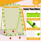 Volleyball Rebounder Net 7x4 Ft, 5-Angle Adjustable Rebounder Net with 2 Target Stripes & Portable Travel Bag, 10-MIN Setup Boun