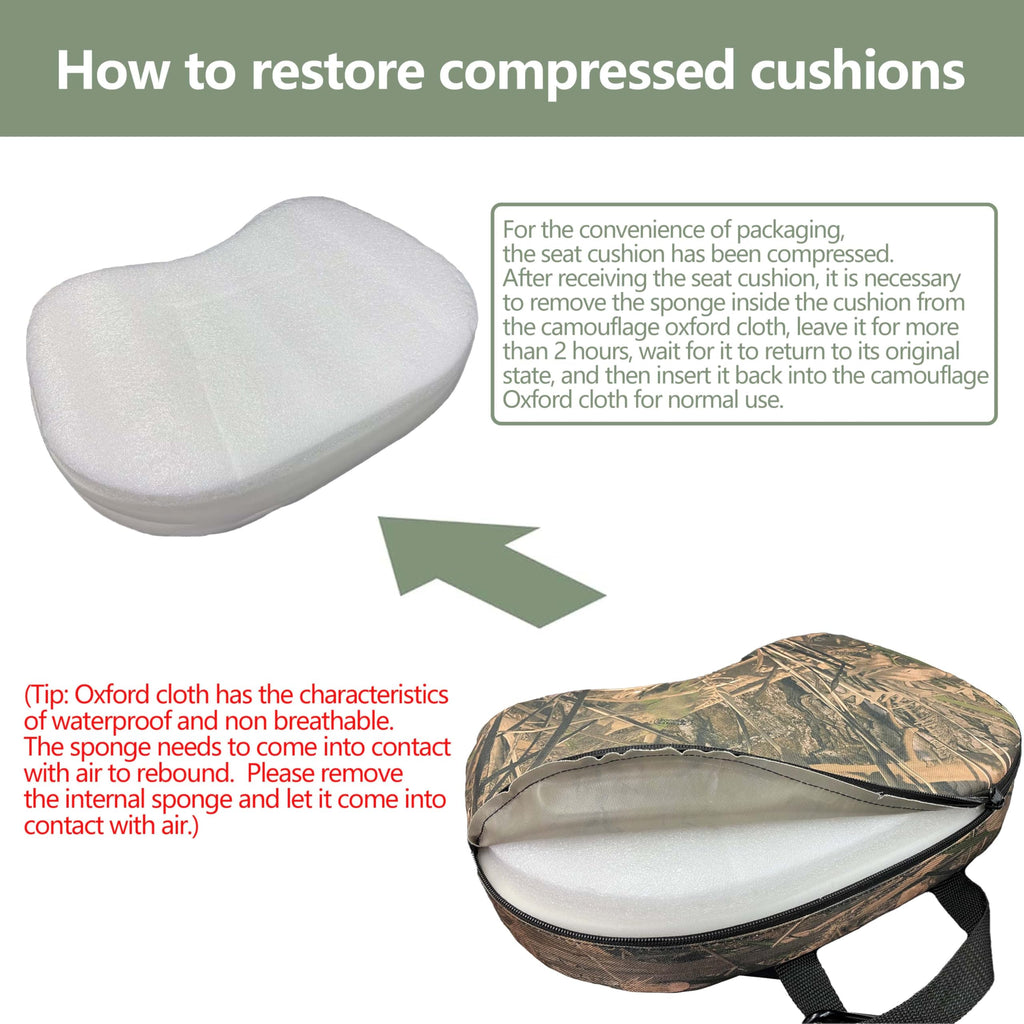 Urmona Portable Hunting Seat Cushion, 11.4 X 15.7 X 2.8In Thickening Lightweight Outdoor Cushion, Waterproof Sponge Dirty Proof