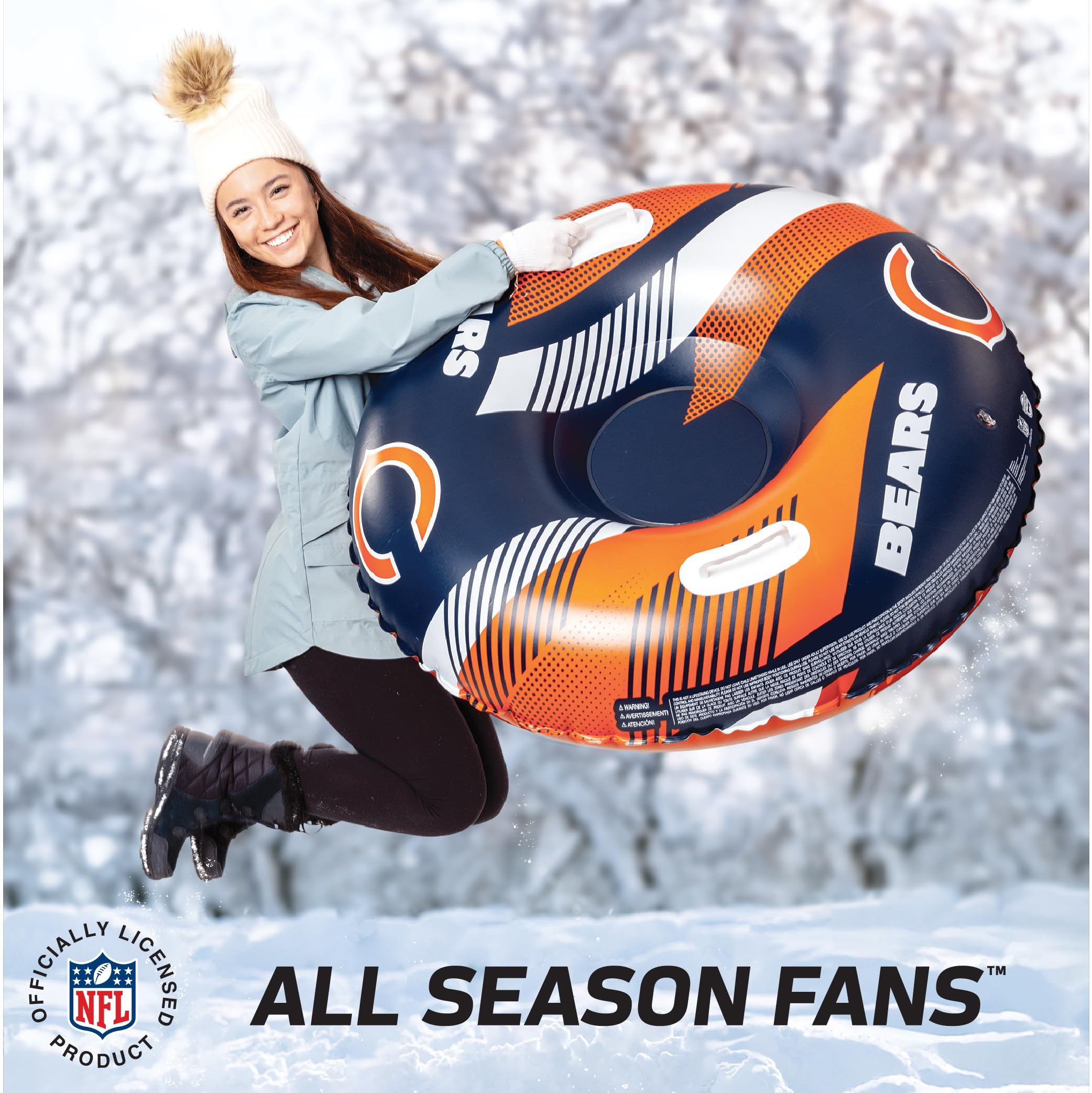 Bigmouth Chicago Bears Nfl Fan Gear Outdoor Toys, Officially Licensed - Inflatble Snow Tube With Handles