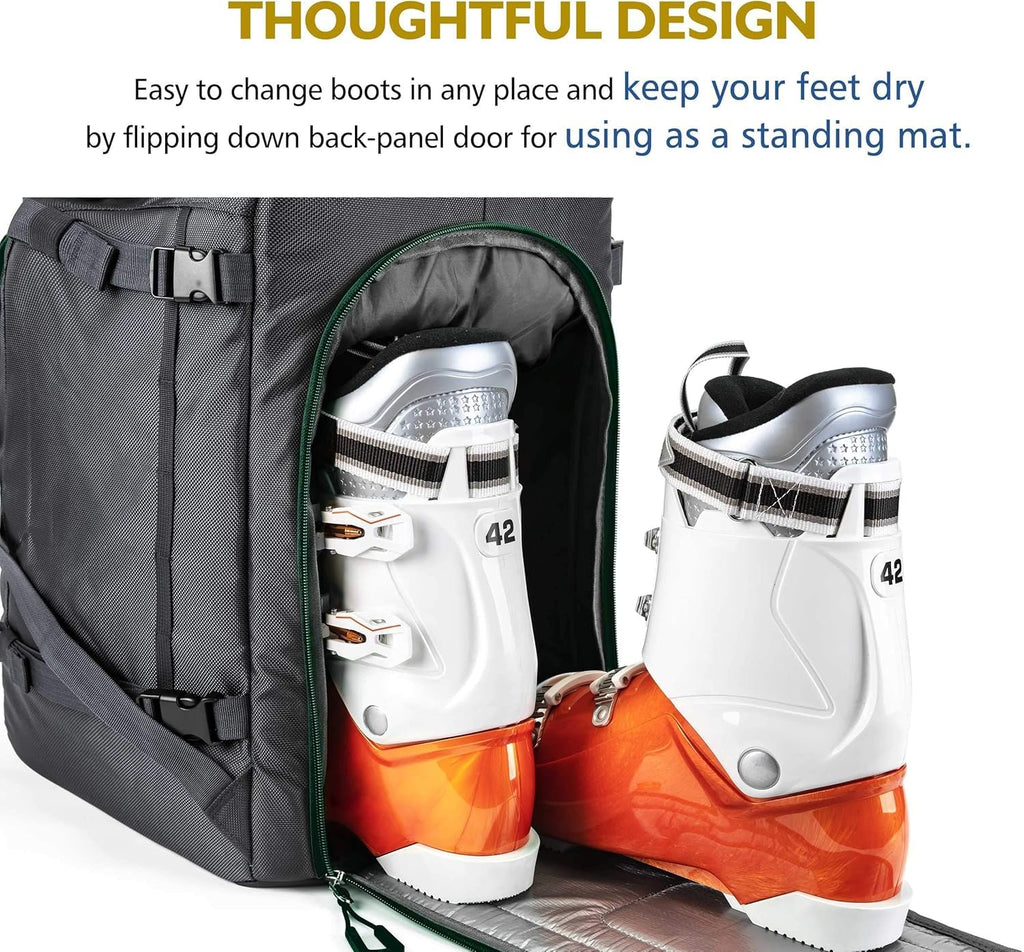 Unigear Ski Boot Bag, 70L Ski Boot Travel Backpack for Ski Helmet, Goggles, Gloves, Skis, Snowboard & Accessories(Gray)