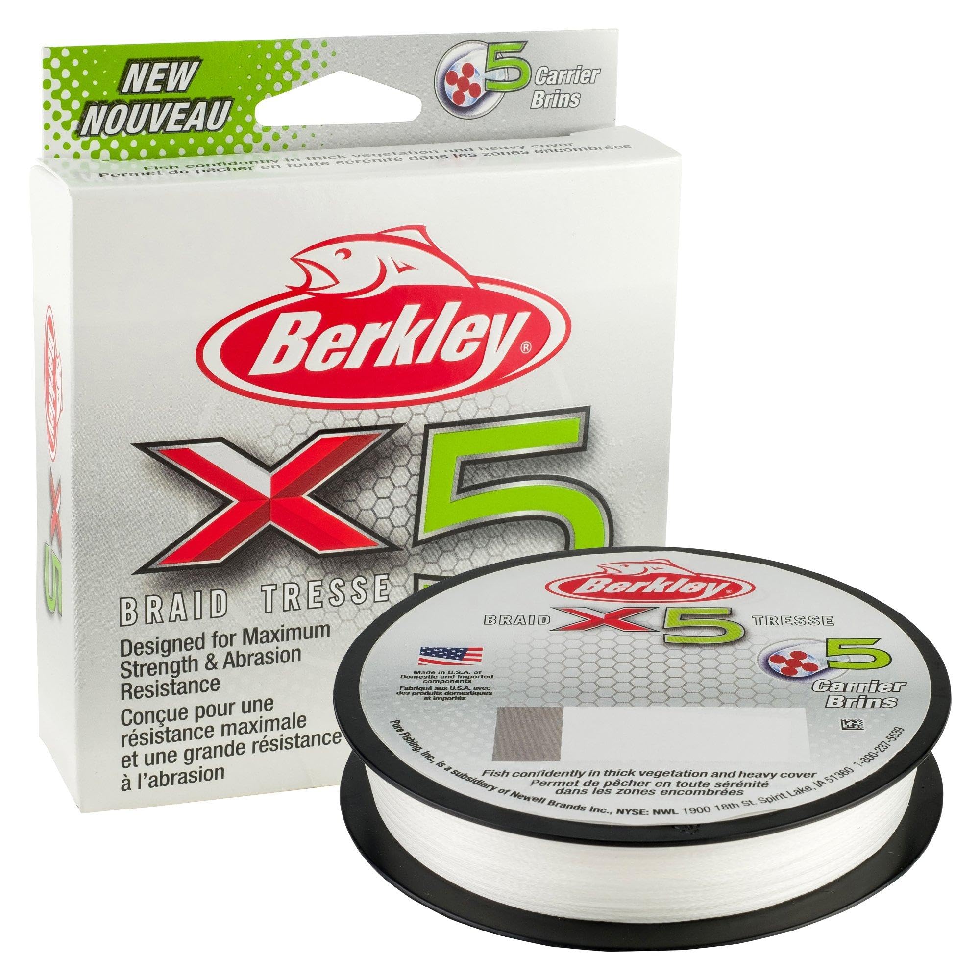 Berkley X5 Braid Superline, Low-Vis Green, 10-Pound Break Strength, 328Yd Fishing Line, Suitable For Freshwater And Saltwater En