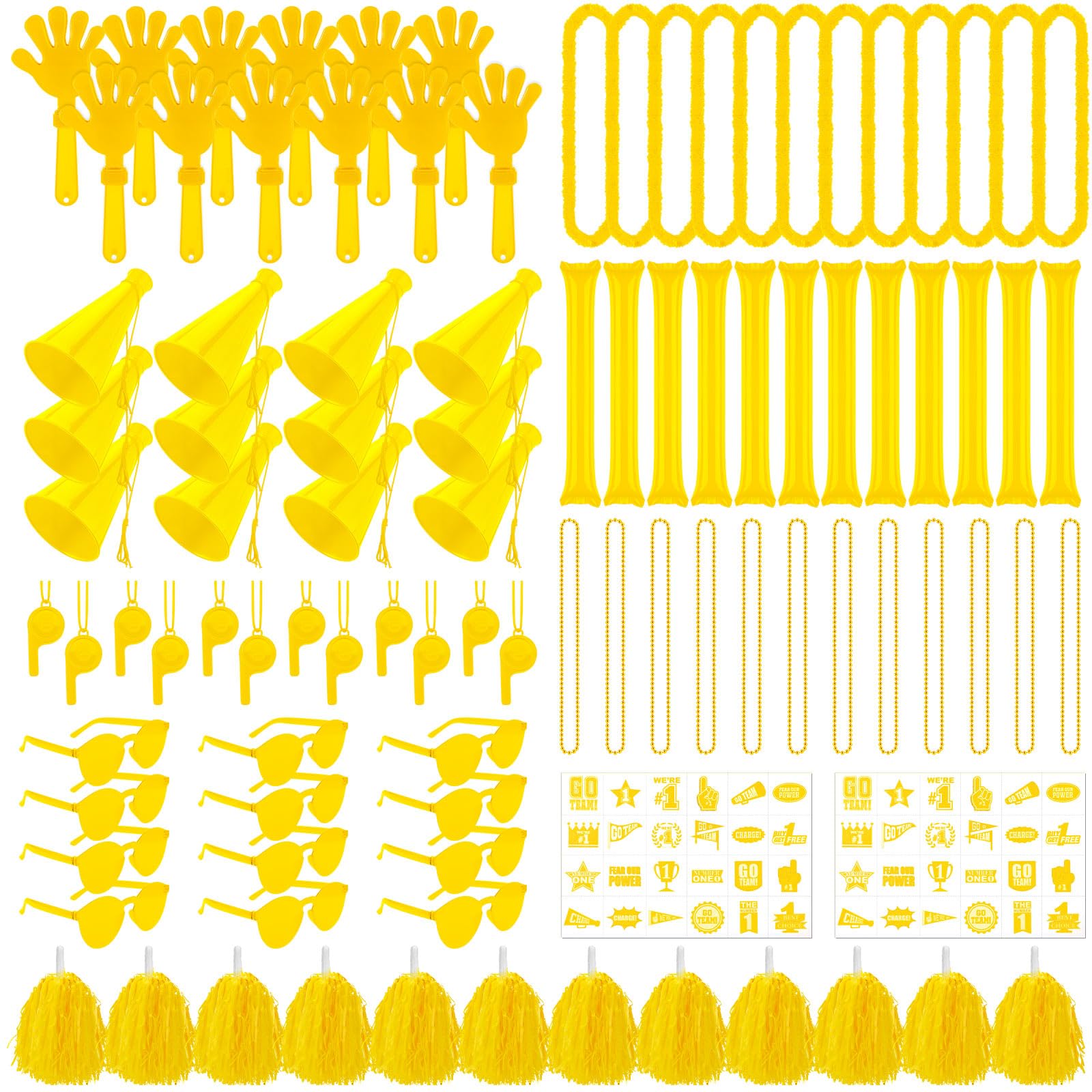 Soulchen 360 Pcs Yellow Team Spirit Accessories Bulk Field Day Accessories Pep Rally Color War Camp Spirit Events Party Items Ch