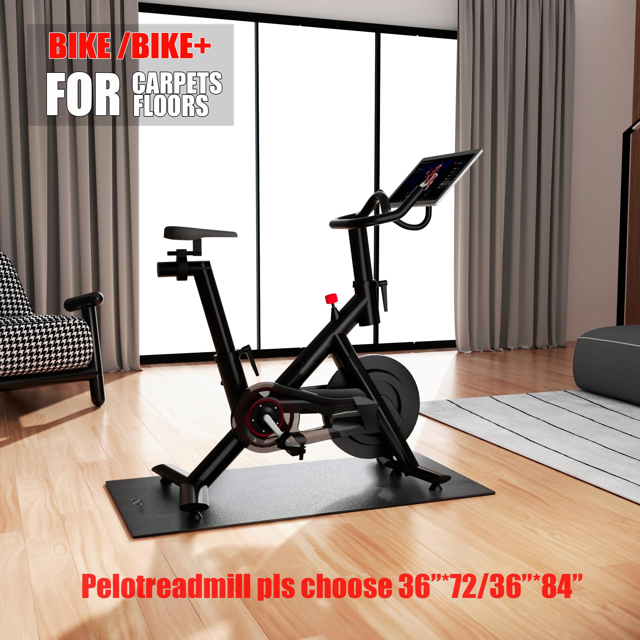 Cycleclub Bike Mat - Upgrade To 6Mm Thickness - 36'' X 72'' Exercise Bike Trainer Mat Stationary Indoor Spin Bike, Gym Equipment