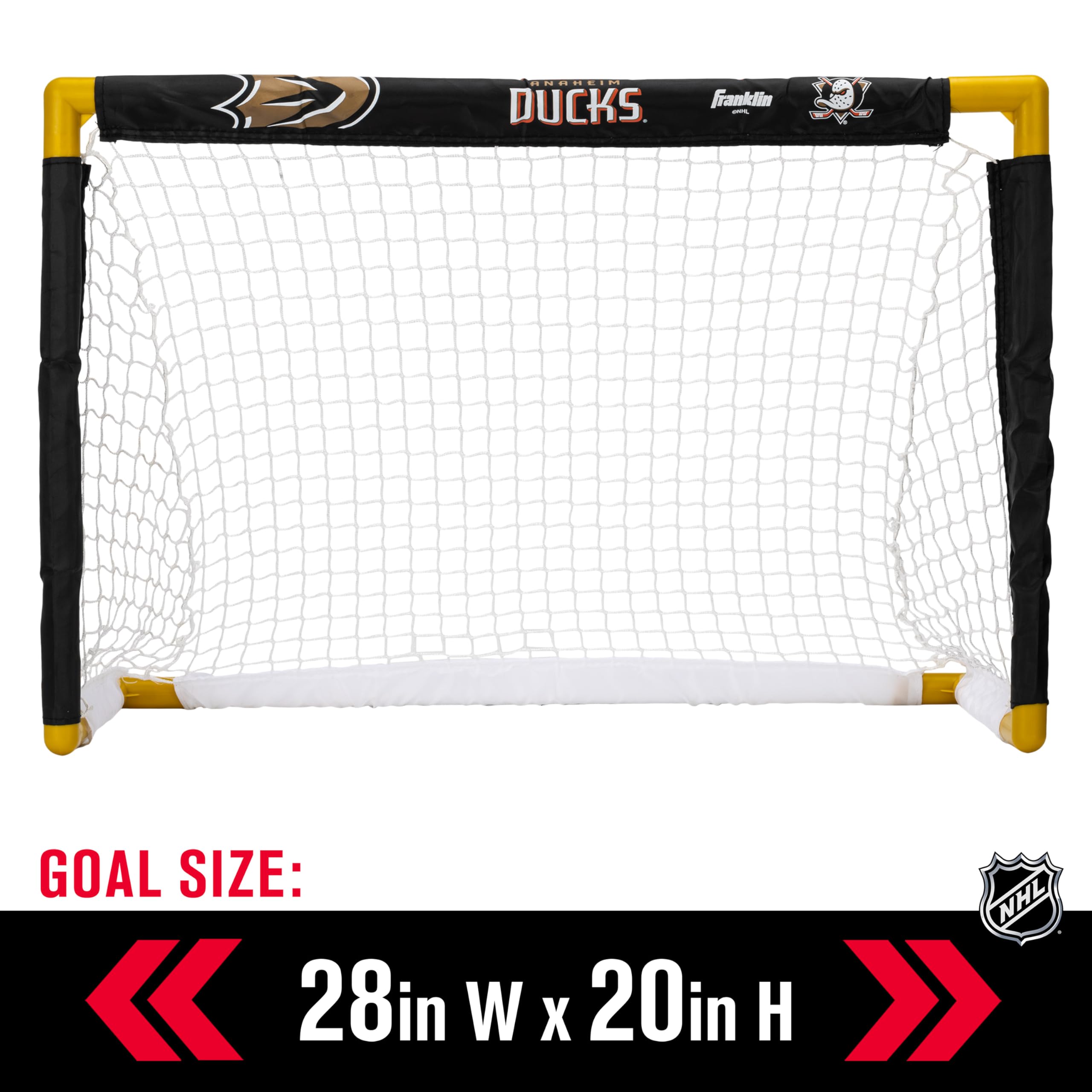 Franklin Sports Nhl Anaheim Ducks Mini Hockey Set - Kids Indoor Knee Hockey Goal, Ball, + 2 Mini Hockey Stick Combo Set - Youth