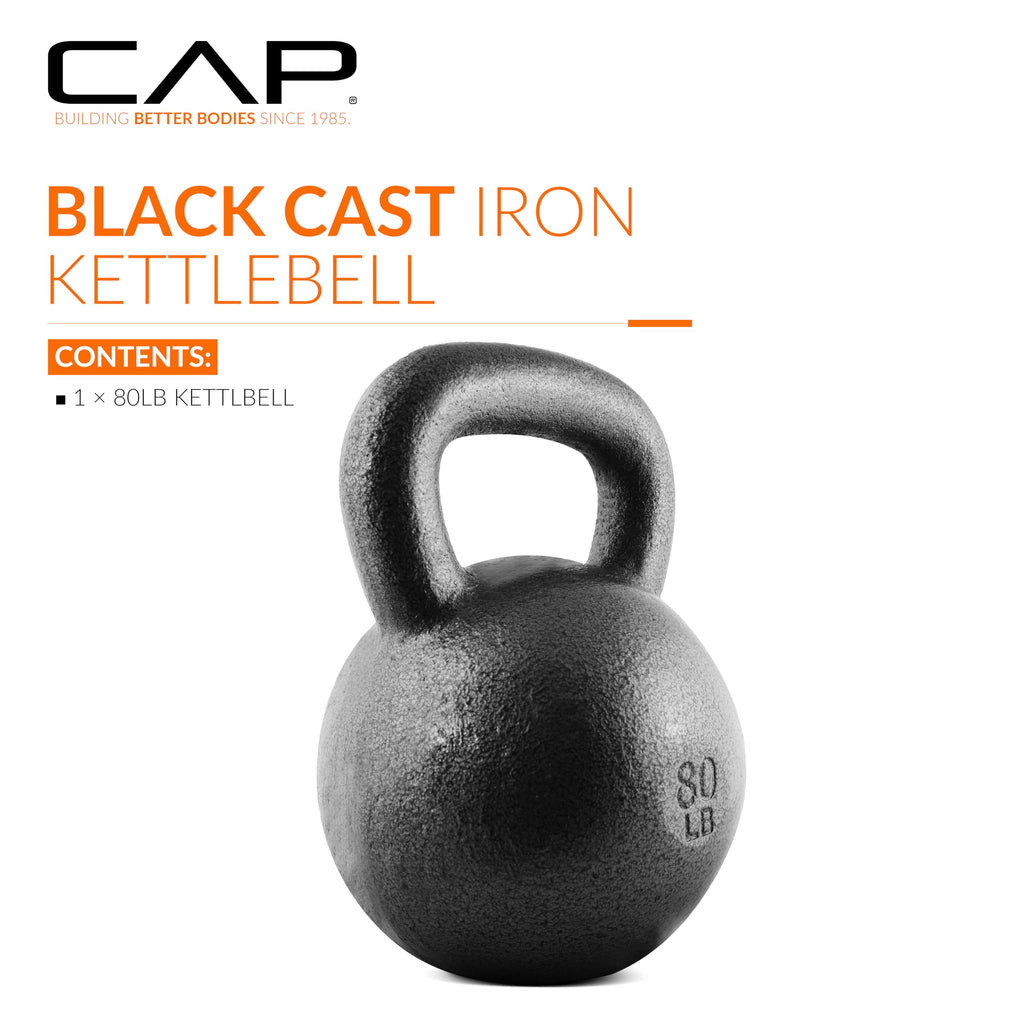 Cap Barbell Black Cast Iron Kettlebell | 80 Pounds