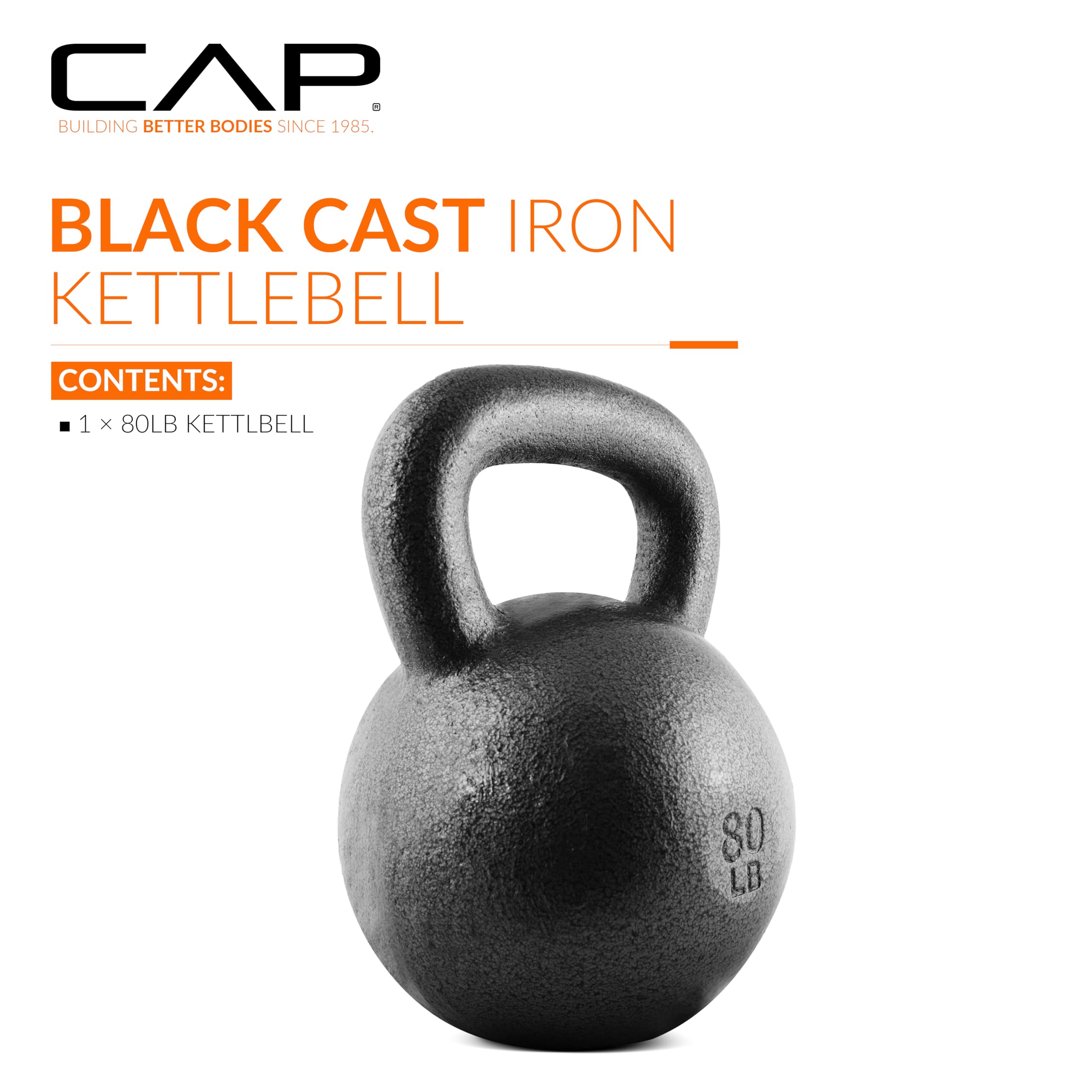 Cap Barbell Black Cast Iron Kettlebell | 80 Pounds