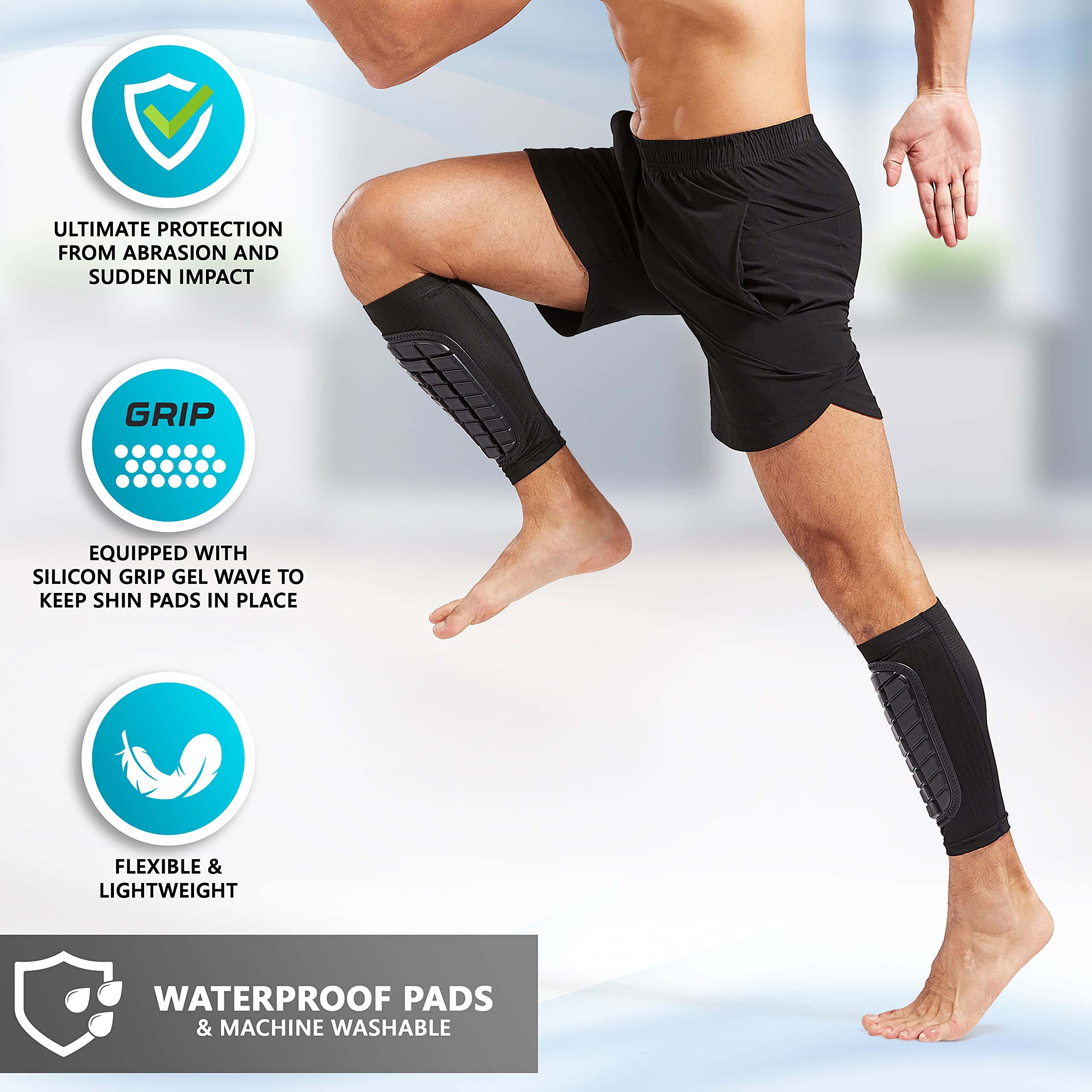 Bodyprox Soccer Shin Guards Sleeves For Men, Women And Youth (X-Small)